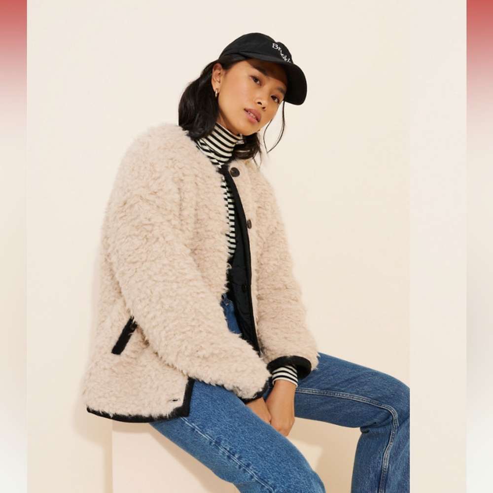 Alex Mill reversible Polar Bear jacket - black nylon / off-white sherpa - sz XL